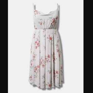 Torrid Maxi Chiffon Cowl Neck Pleated Dress